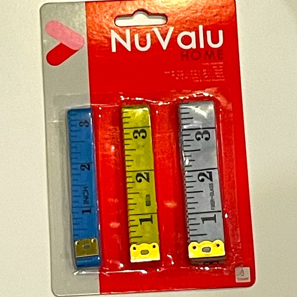 Measuring tape assorted. Three piece. Yellow, Blue, & White. Measure garments. - Picture 2 of 2